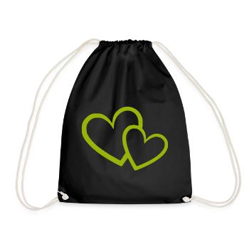 green heart green hearts heart pattern - Drawstring Bag - black - Front