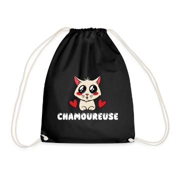 Chamoureuse Chat Amoureux Kawaii Mignon Jeu de Mot - Sac de sport léger - noir - Devant