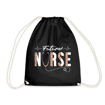 Future Nurse Stethoscope-Emblem - Turnbeutel - Schwarz - Vorne
