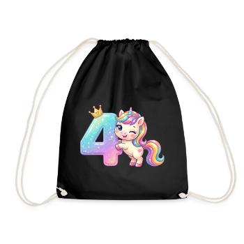 J’ai 4 ans d’anniversaire de fille licorne de Kawaii - Sac de sport léger - noir - Devant