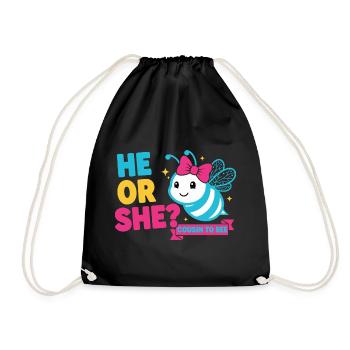 Gender Reveal He Or She Cousin To Bee Baby Shower - Drawstring Bag - black - Front