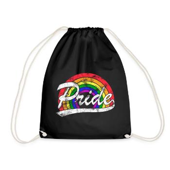 Gay Pride LGBT Rainbow Flag Vintage - Drawstring Bag - black - Front