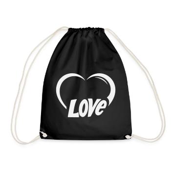Herz Love Schriftzug - Turnbeutel - Schwarz - Vorne