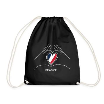 France Fan Heart And French Flag France - Drawstring Bag - black - Front