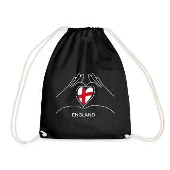 England Heart with English Flag Fan - Drawstring Bag - black - Front