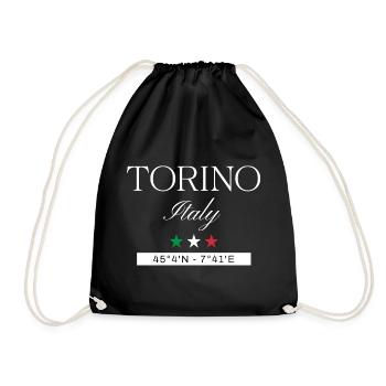 Turin Italien Souvenir – Reise minimalistisch - Turnbeutel - Schwarz - Vorne