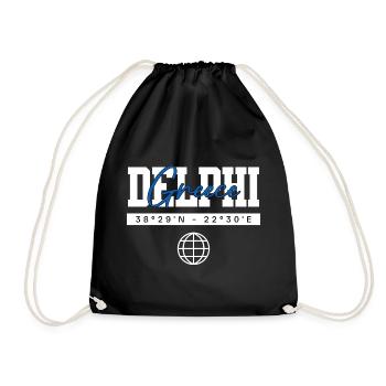 Delphi Griechenland Koordinaten Reise Souvenir - Turnbeutel - Schwarz - Vorne