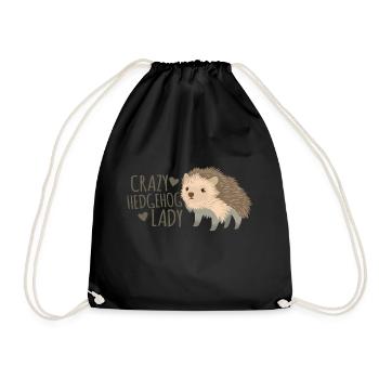 crazy hedgehog lady - Drawstring Bag - black - Front
