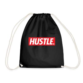 Hustle. - Drawstring Bag - black - Front
