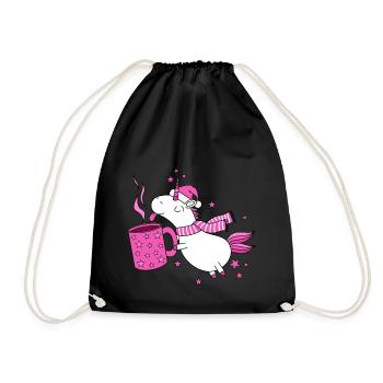 Mulled Wine Horn Unicorn Mulled Wine Christmas Funny - Drawstring Bag - black - Front