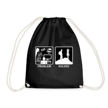 Problem Solved - Mountain hiking - Drawstring Bag - black - Front