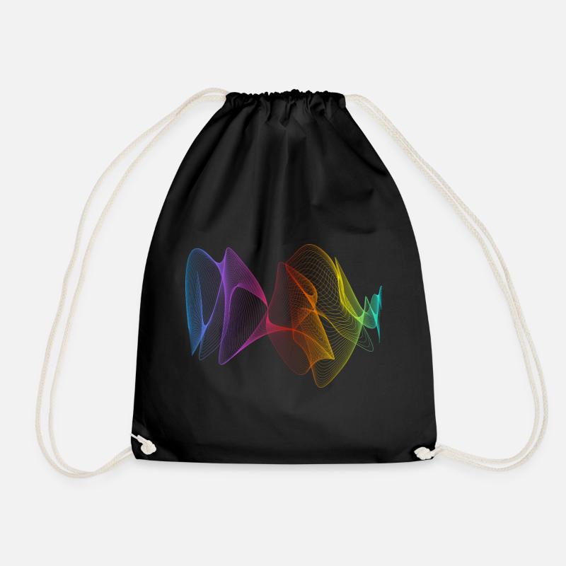 Abstract Lines Design 01 - Drawstring Bag - black