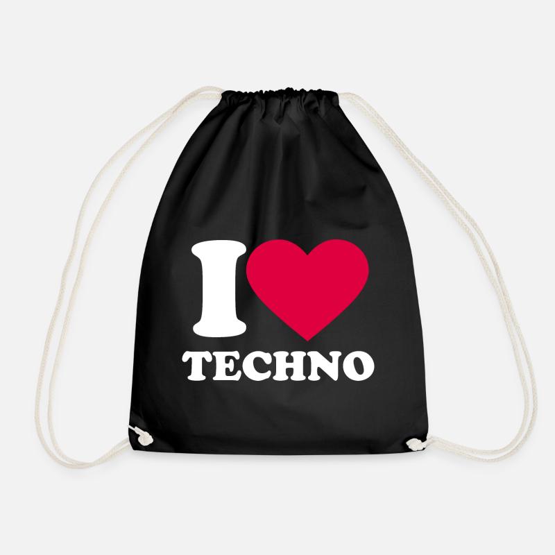 I love techno - Turnbeutel - Schwarz