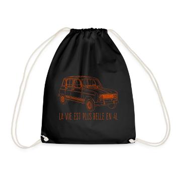 La vie est plus belle en 4L - Couleur corail - Sac de sport léger - noir - Devant