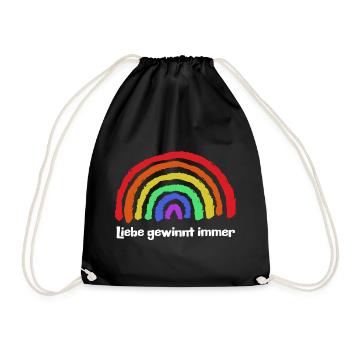 Regenbogen Frieden Freiheit Liebe Statement - Turnbeutel - Schwarz - Vorne