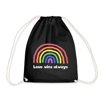 Regenbogen Liebe Statement Frieden Weltfrieden - Turnbeutel - Schwarz - Vorne