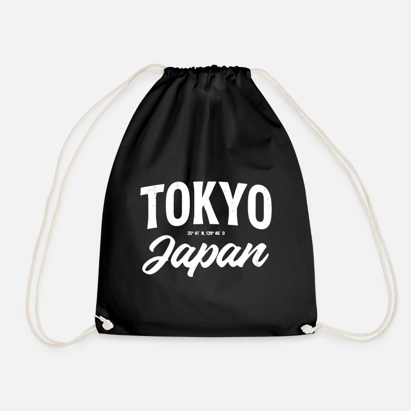 Tokyo Japan Lettering - Drawstring Bag - black