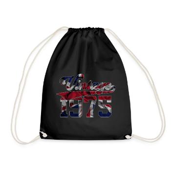 VINTAGE 1975 UK 51. GEBURTSTAG - Turnbeutel - Schwarz - Vorne