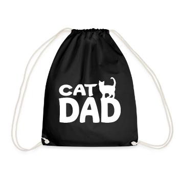 Daddy Cat Silhouette White - Drawstring Bag - black - Front