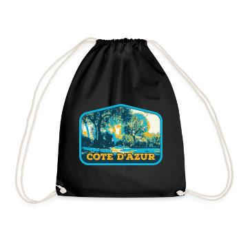 Illustrated view of the French Riviera, France - Drawstring Bag - black - Front