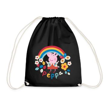 Peppa Wutz Regenbogen Rainbow - Turnbeutel - Schwarz - Vorne
