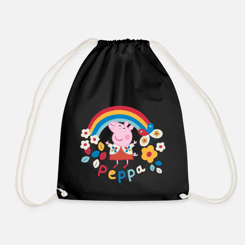 Peppa Wutz Regenbogen Rainbow - Turnbeutel - Schwarz
