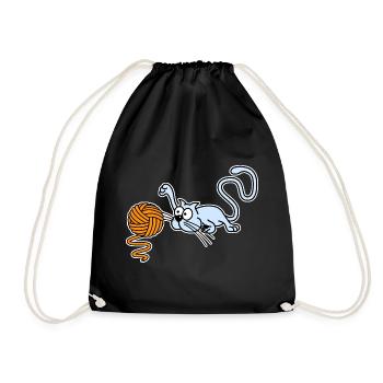 Chat jouant avec une balle - Sac de sport léger - noir - Devant