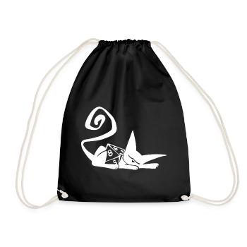 Dice Cat Funny Role Playing Cat RPG - Drawstring Bag - black - Front