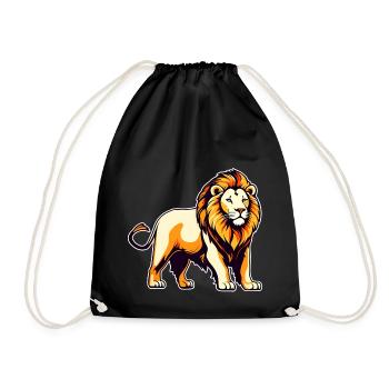 Proud lion in retro style - Drawstring Bag - black - Front