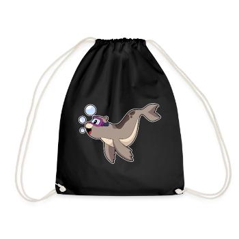 Seehund Taucher Schwimmbrille Tauchen - Turnbeutel - Schwarz - Vorne