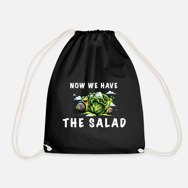 denglisch spruch now we have the salad schnecke - Turnbeutel - Schwarz