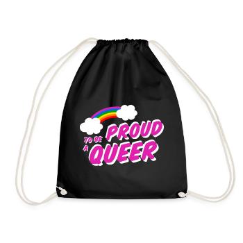 Proud to be Queer LGBT Regenbogen Gay Shirt - Turnbeutel - Schwarz - Vorne