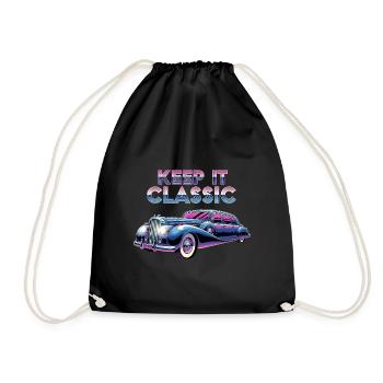 Vintage Limousine Neon Design - Turnbeutel - Schwarz - Vorne