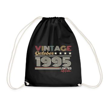 October 1995 Retro Anniversary 1995 October 1995 - Drawstring Bag - black - Front