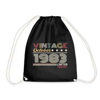 October 1983 Retro Anniversary 1983 October 1983 - Drawstring Bag - black - Front