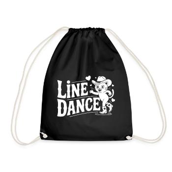 Line Dance Cat Silhouette - Drawstring Bag - black - Front