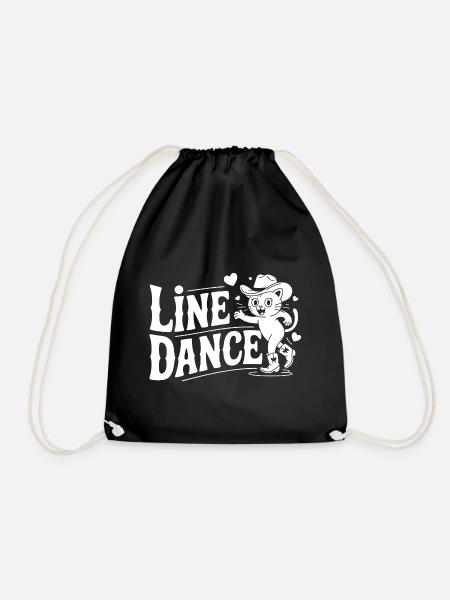 Line Dance Katze Silhouette - Turnbeutel - Schwarz