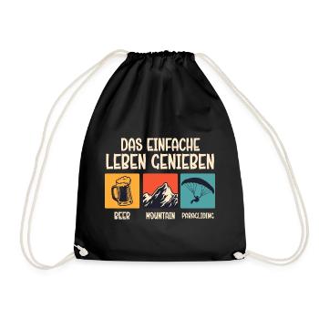 Paraglider ENJOY THE SIMPLE LIFE Funny - Drawstring Bag - black - Front