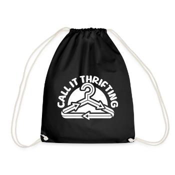 Thrift Shop Call It Thrifting Love Thrifting - Drawstring Bag - black - Front