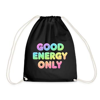 Good Energy Only – Positive Statement Typografie - Turnbeutel - Schwarz - Vorne
