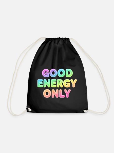 Good Energy Only – Positive Statement Typografie - Turnbeutel - Schwarz