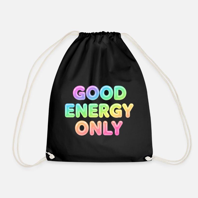 Good Energy Only – Positive Statement Typografie - Turnbeutel - Schwarz