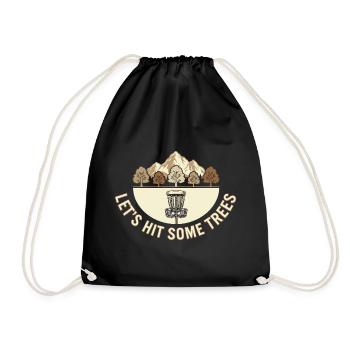 Let's Hit Some Trees – Disc Golf Vintage Design - Drawstring Bag - black - Front