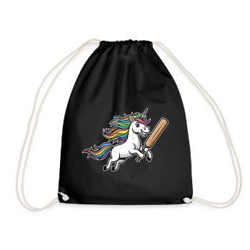 Unicorn cricket with colorful rainbow mane - Drawstring Bag - black - Front