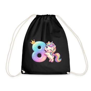 J’ai 8 ans d’anniversaire de la Fille Licorne Kawaii - Sac de sport léger - noir - Devant