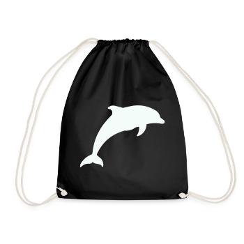 Glowing Dolphin Silhouette - Drawstring Bag - black - Front