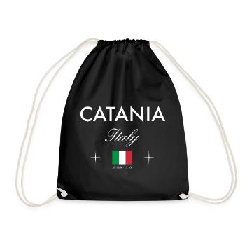 Catania Sicily Coordinates Travel Souvenir - Drawstring Bag - black - Front