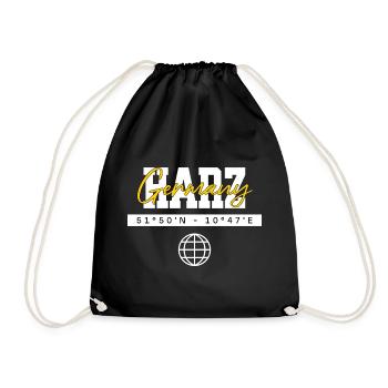 Harz Deutschland Koordinaten Reise Souvenir - Turnbeutel - Schwarz - Vorne