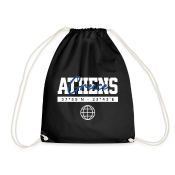 Athen Griechenland Koordinaten Reise Souvenir - Turnbeutel - Schwarz - Vorne