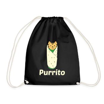Purrito - Cats burrito purr cat kitten - Drawstring Bag - black - Front